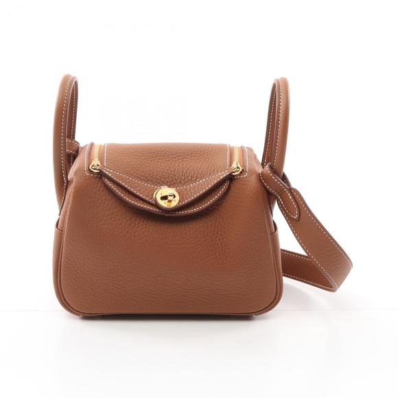 Hermes Lindy Mini Shoulder Bag Leather Taurillon Clemence Women's Brown K IC6... - Picture 1 of 7